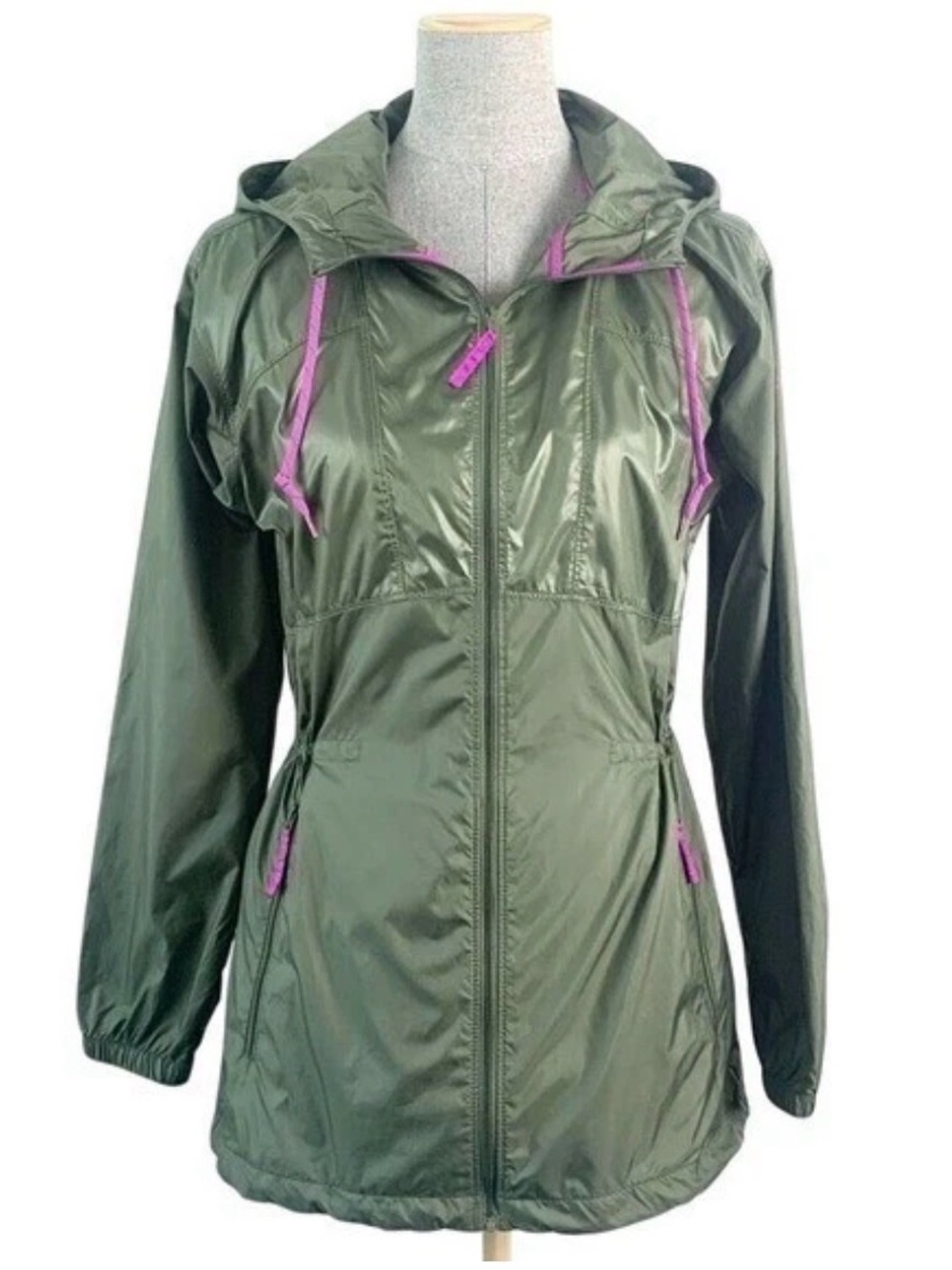 Columbia Olive Green Hooded Utility Jacket with Pink Accents